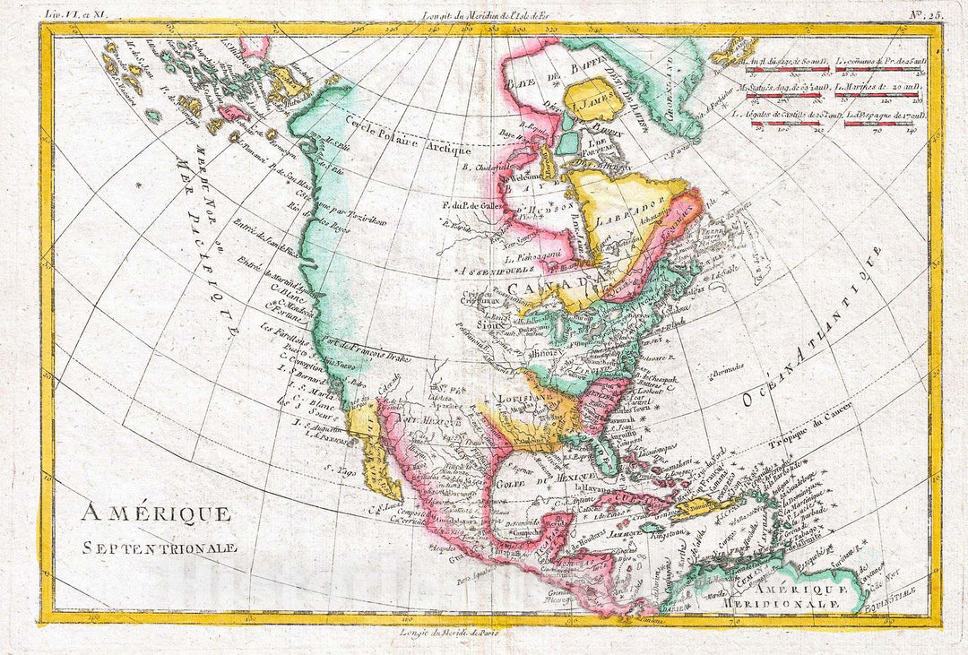 Historic Map : Raynal and Bonne Map of North America, 1780, Vintage Wall Art