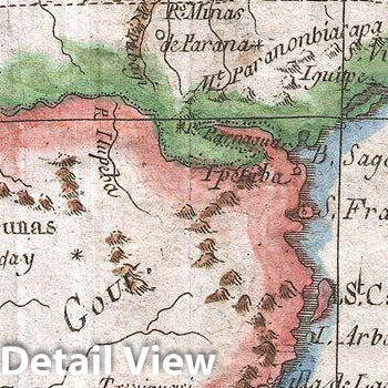 Historic Map : Raynal and Bonne Map of Southern Brazil, Northern Argentina, Uruguay and Paraguay, 1780, Vintage Wall Art