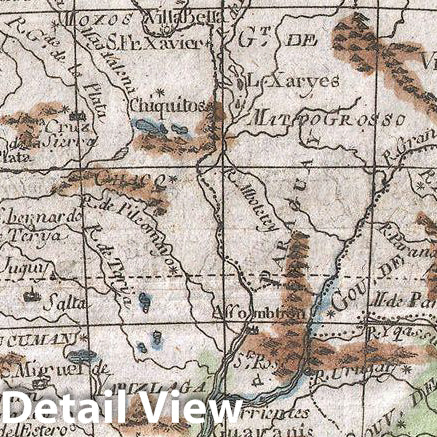 Historic Map : Raynal and Bonne Map of South America, 1780, Vintage Wall Art