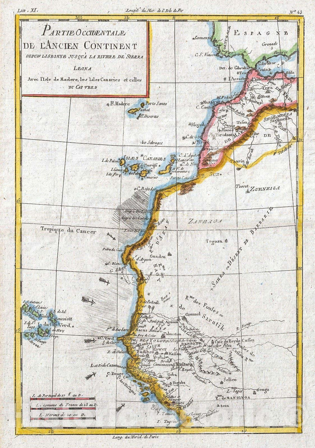 Historic Map : Raynal and Bonne Map of Western Africa, 1780, Vintage Wall Art