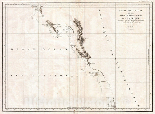 Historic Map : La Perouse Map of Vancouver and British Columbia, Canada, 1786, Vintage Wall Art