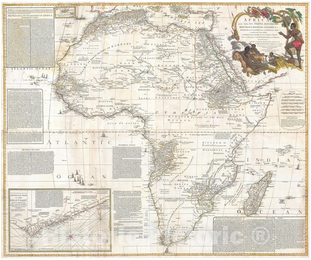 Historic Map : Boulton, Sayer Wall Map of Africa , 1787, Vintage Wall Art