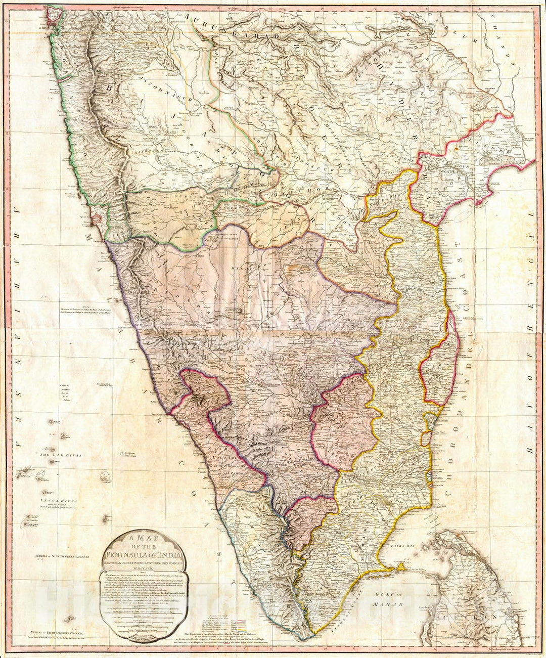 Historic Map : Faden Wall Map of India , 1793, Vintage Wall Art