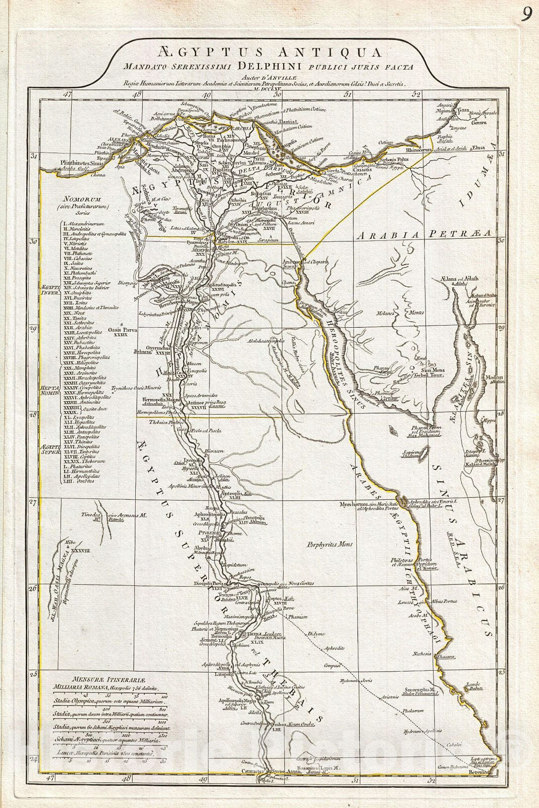 Historic Map : Anville Map of Ancient Egypt, 1794, Vintage Wall Art