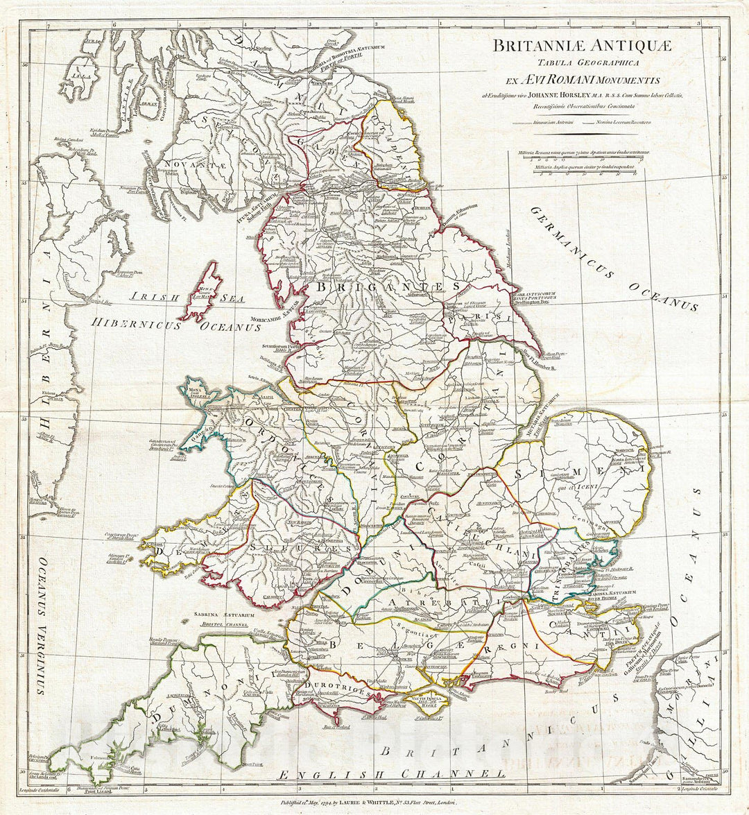 Historic Map : Anville Map of England in Ancient Roman Times. , 1794, Vintage Wall Art