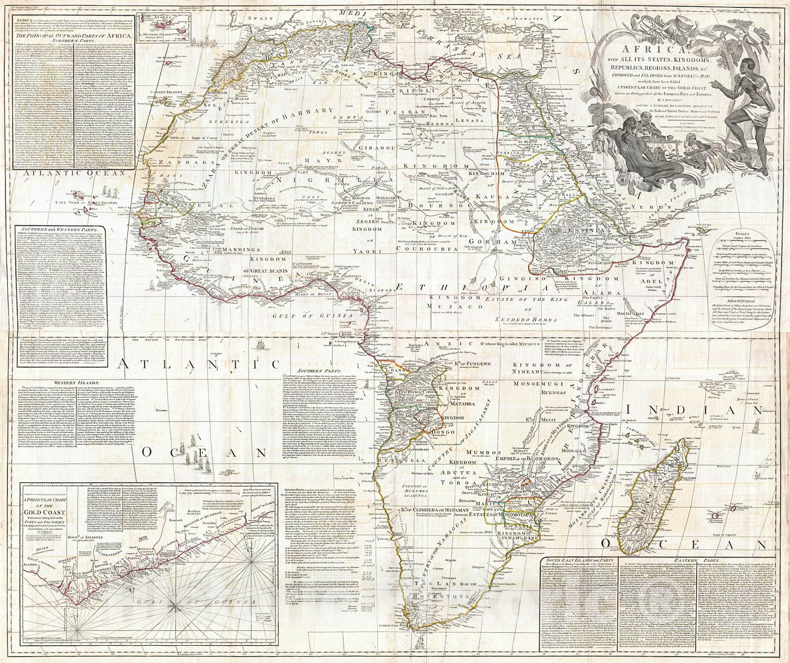 Historic Map : Boulton and Anville Wall Map of Africa (Most Important 18th cntry map of Africa) , 1794, Vintage Wall Art