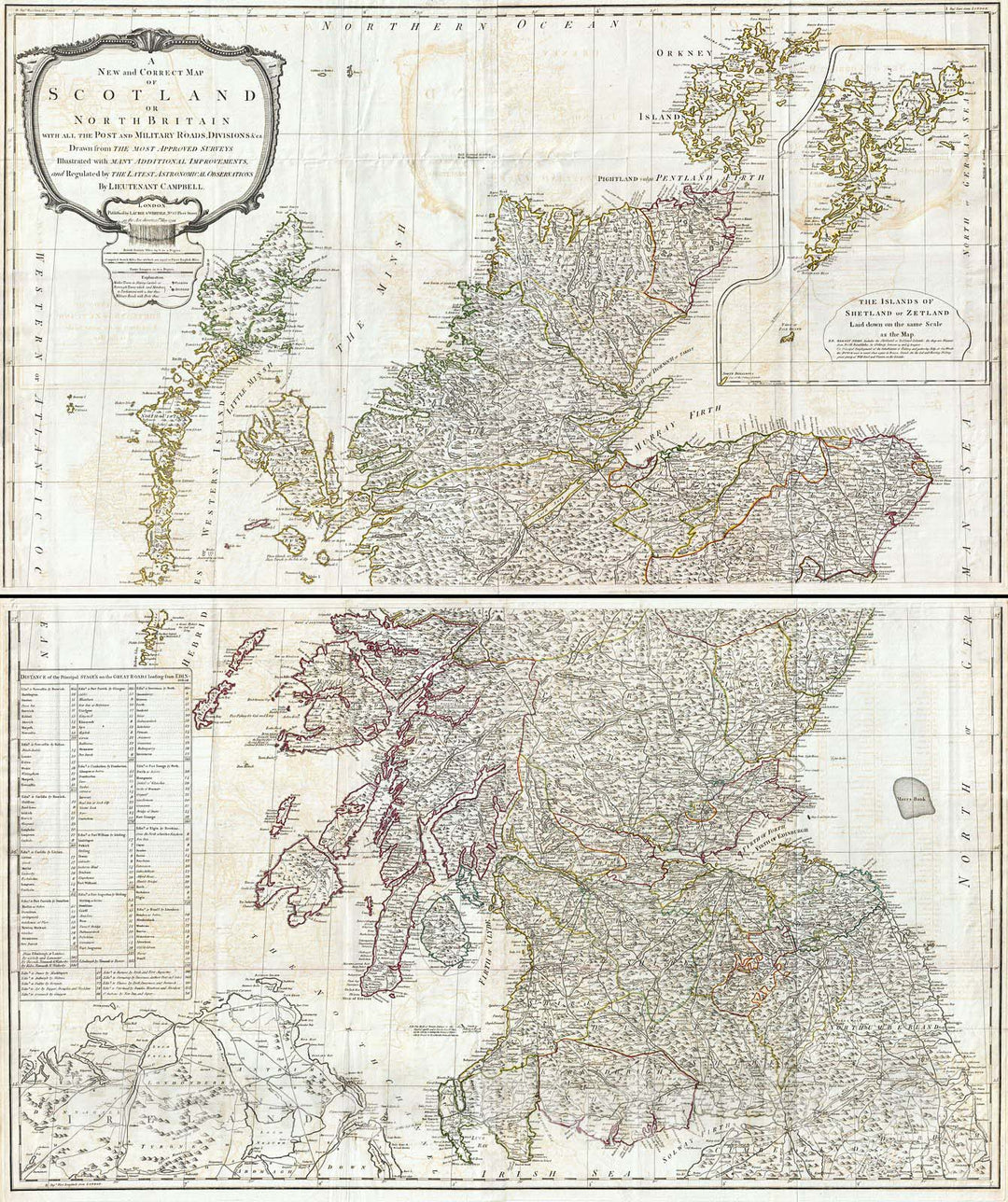 Historic Map : Campbell Map of Scotland , 1794, Vintage Wall Art