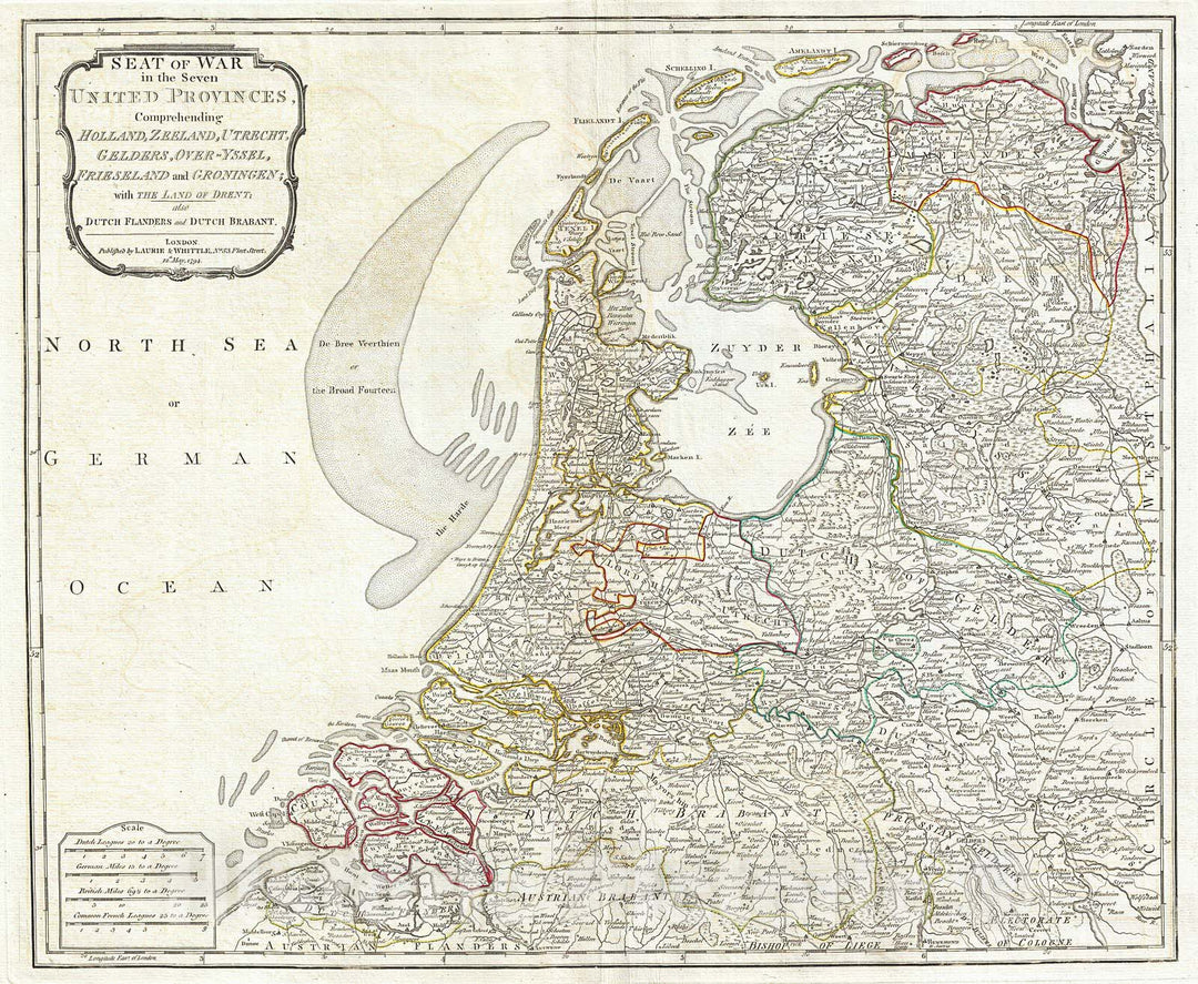 Historic Map : Laurie and Whittle Map of HollanArt The Netherlands , 1794, Vintage Wall Art