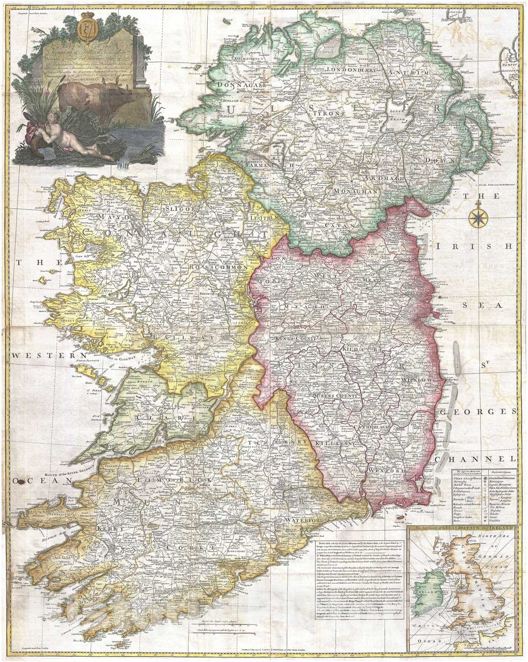 Historic Map : Rocque Wall Map of Ireland, 1794, Vintage Wall Art