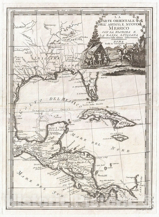 Historic Map : Cassini Map of Florida, Louisiana, Cuba, and Central America , 1798, Vintage Wall Art