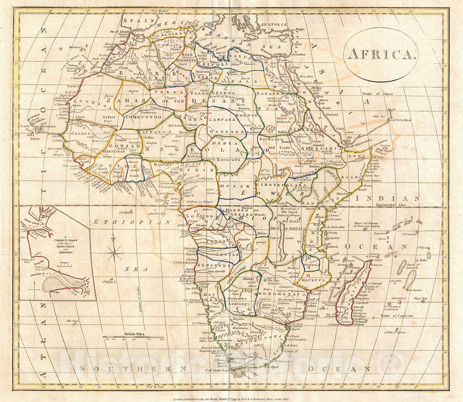 Historic Map : Clement Cruttwell Map of Africa , 1799, Vintage Wall Art