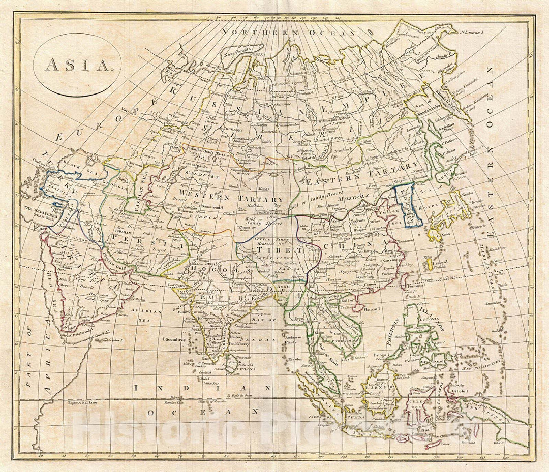 Historic Map : Clement Cruttwell Map of Asia , 1799, Vintage Wall Art