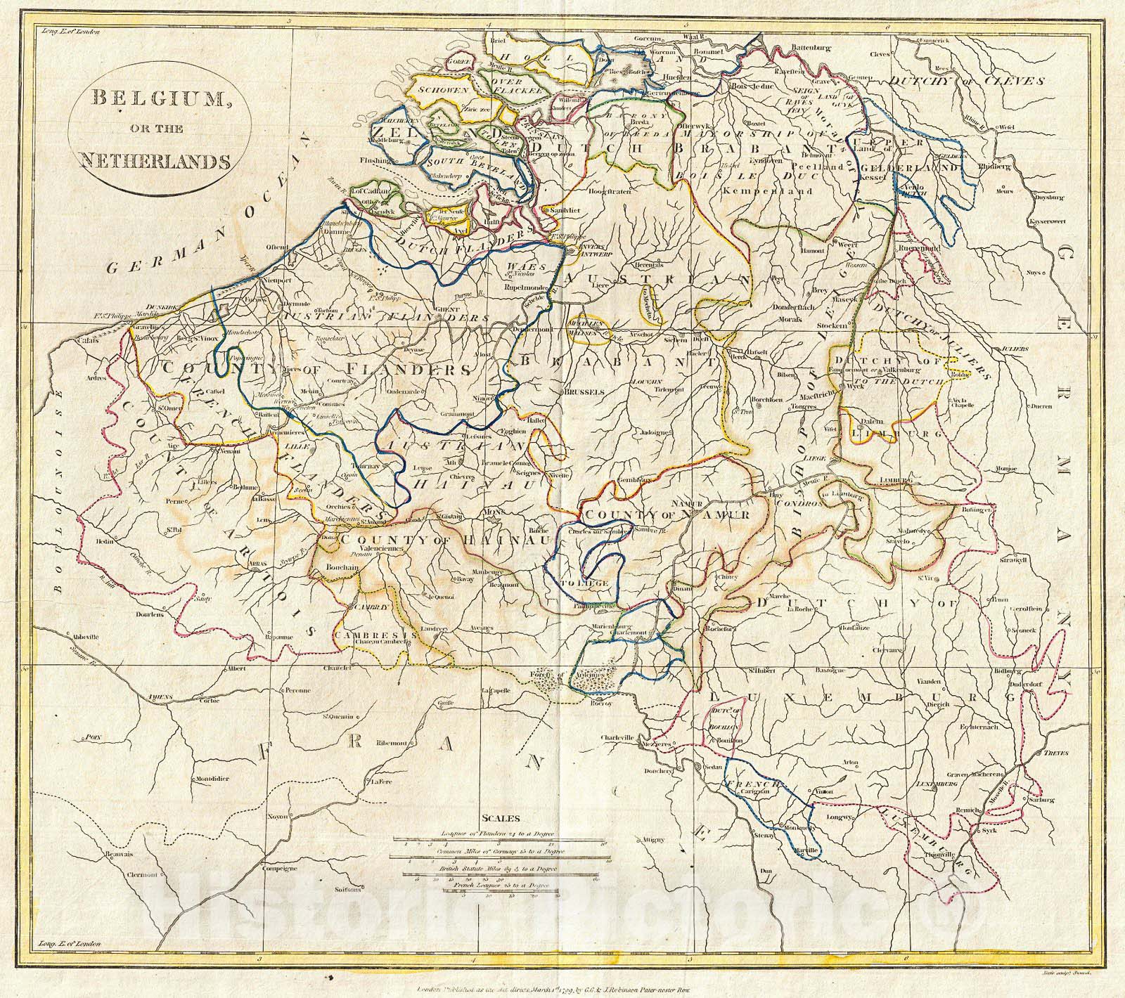 Historic Map : Clement Cruttwell Map of Belgium or The Netherlands , 1799, Vintage Wall Art