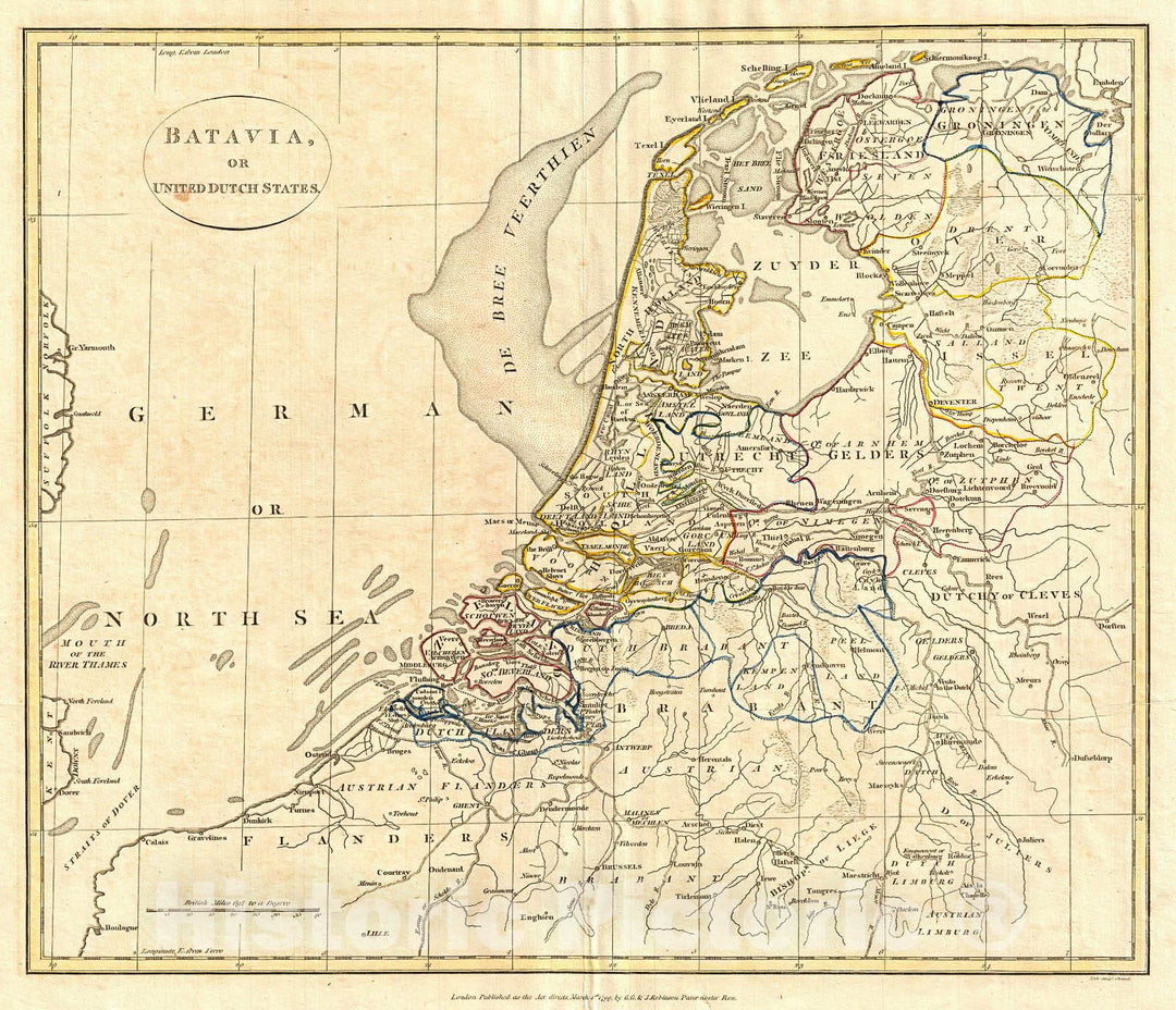 Historic Map : Clement Cruttwell Map of HollanArt The Netherlands , 1799, Vintage Wall Art