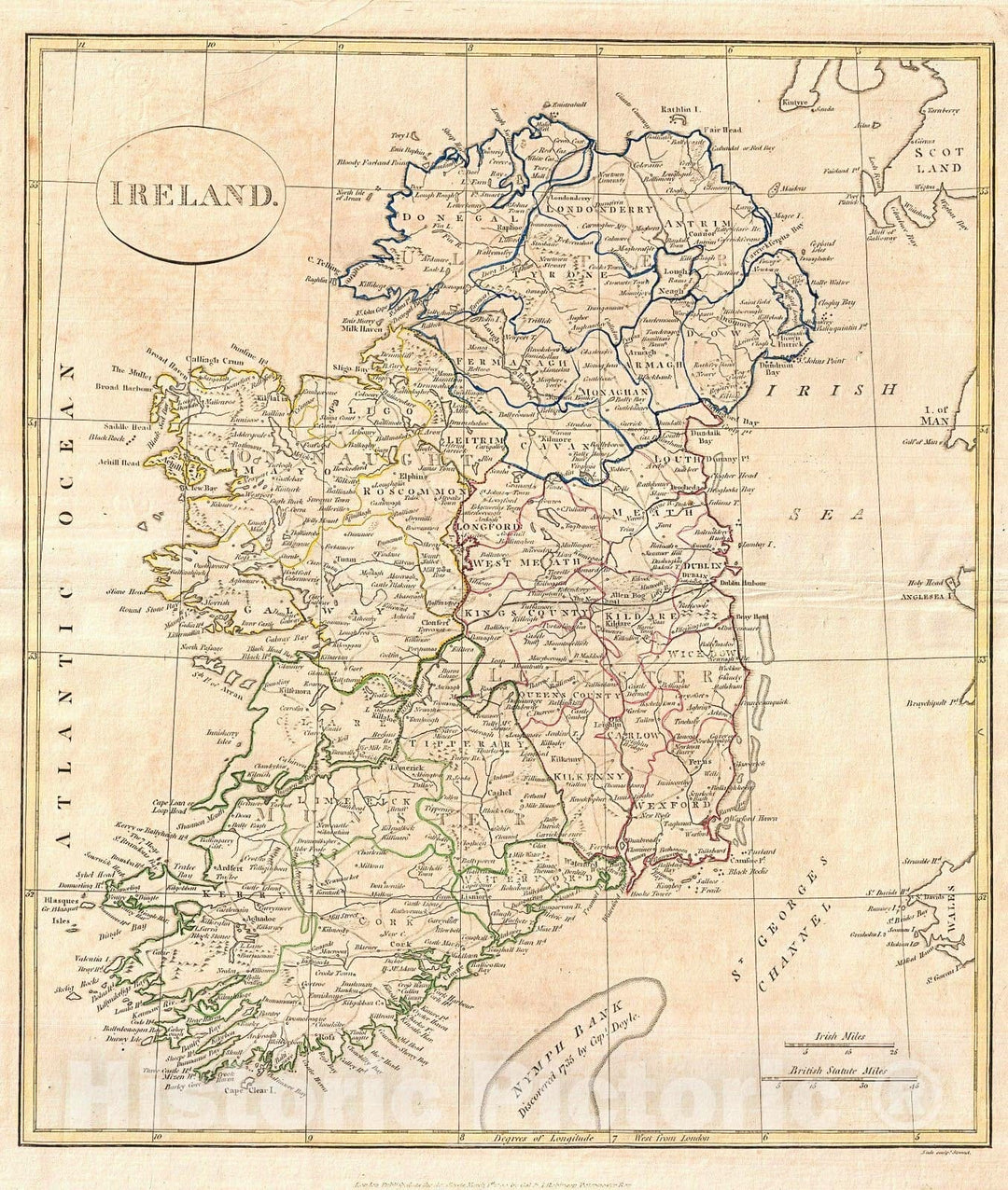 Historic Map : Clement Cruttwell Map of Ireland , 1799, Vintage Wall Art