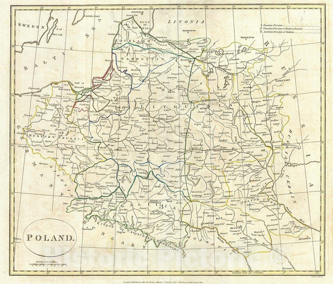 Historic Map : Clement Cruttwell Map of Poland and Lithuania , 1799, Vintage Wall Art