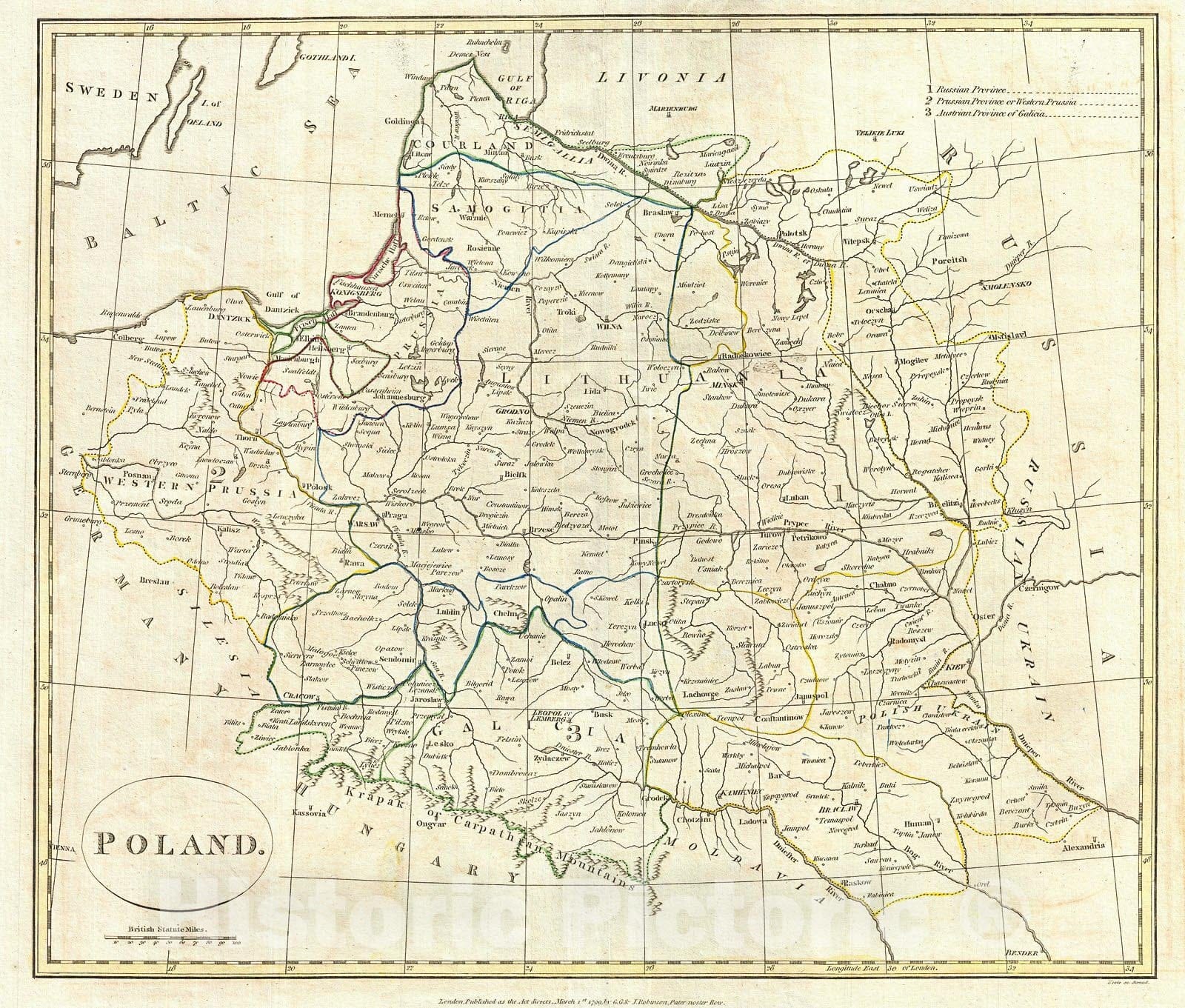 Historic Map : Clement Cruttwell Map of Poland and Lithuania , 1799, Vintage Wall Art