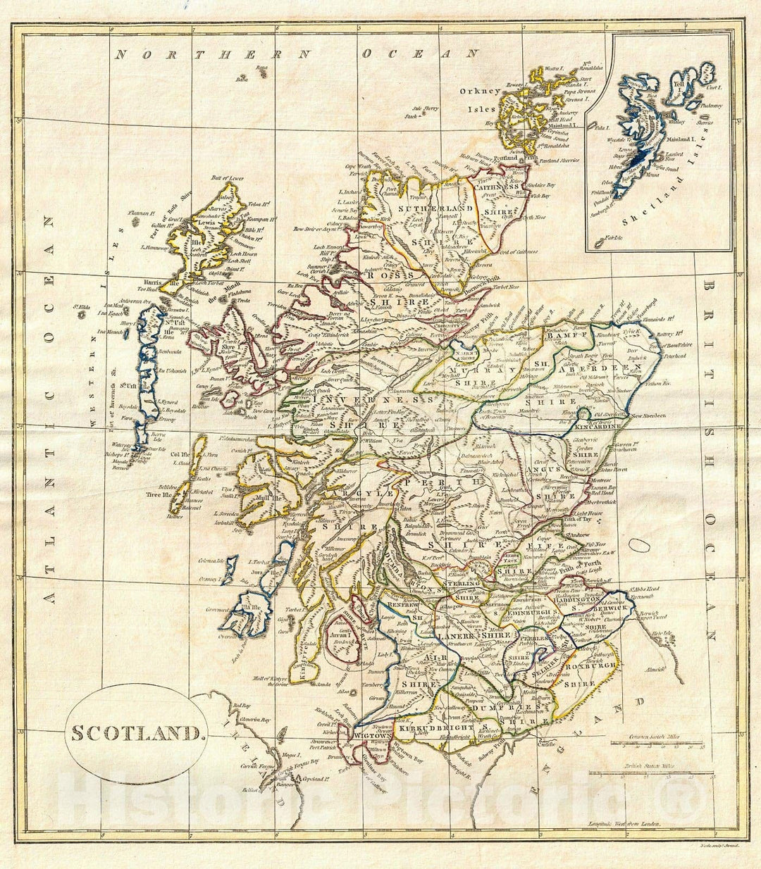 Historic Map : Clement Cruttwell Map of Scotland , 1799, Vintage Wall Art