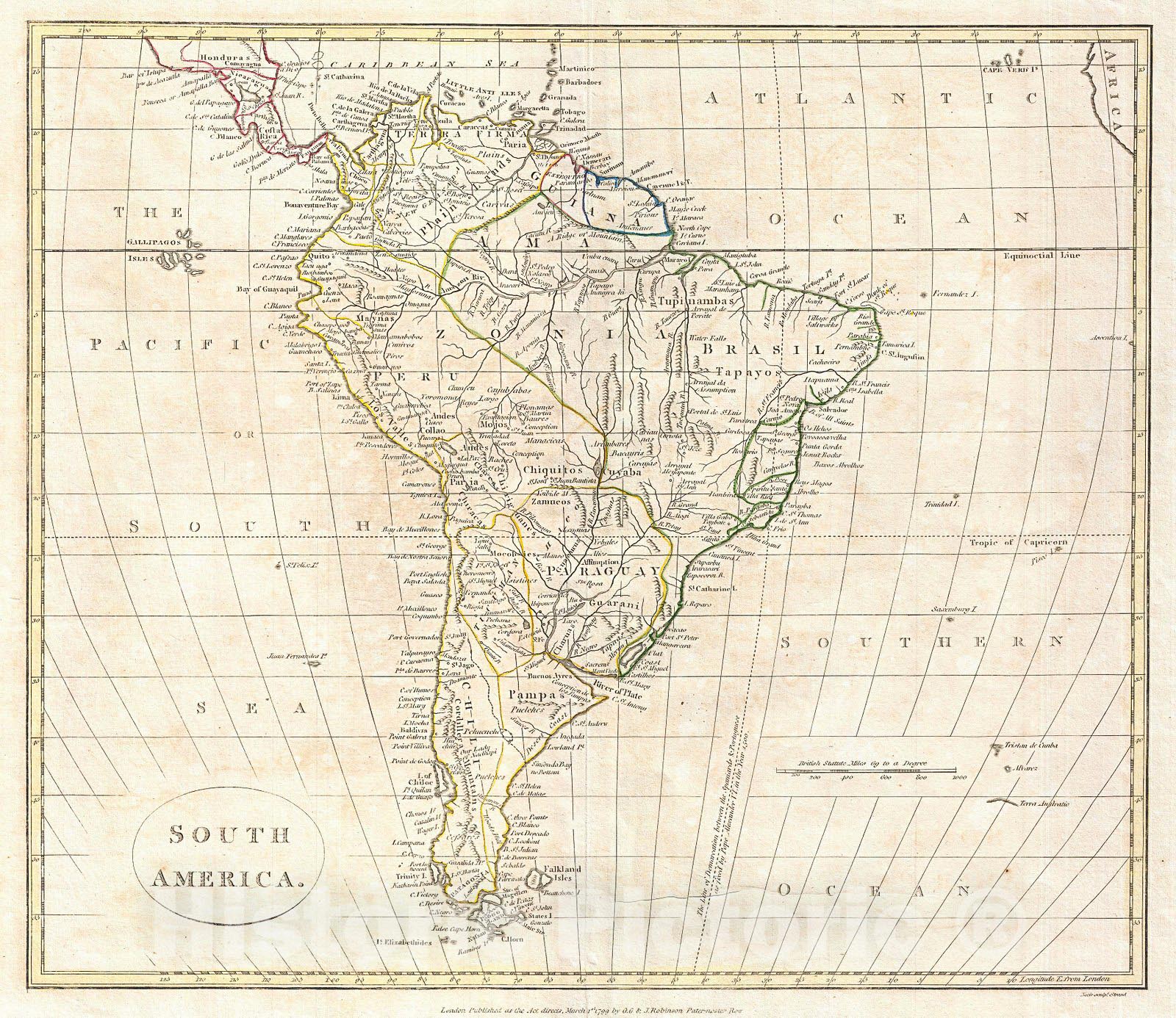 Historic Map : Clement Cruttwell Map of South America , 1799, Vintage Wall Art