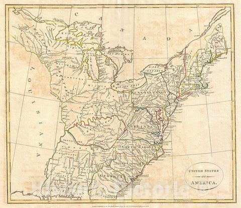 Historic Map : Cruttwell Map of The United States of America , 1799, Vintage Wall Art