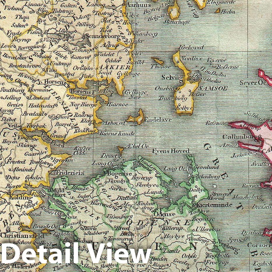 Historic Map : Cary Map of Denmark , 1801, Vintage Wall Art