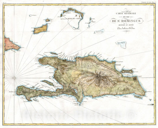 Historic Map : Tardieu Map of Santo Domingo or Hispaniola, West Indies , 1802, Vintage Wall Art