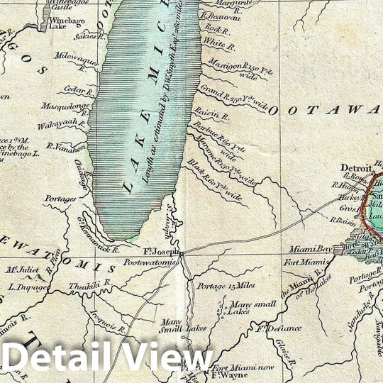 Historic Map : Cary Map of The Great Lakes and Western Territory (Kentucy, Virginia, Ohio, etc.) , 1805, Vintage Wall Art