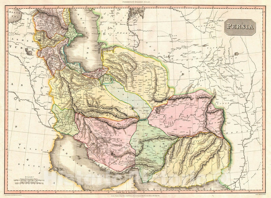 Historic Map : Pinkerton Map of Persia (Iraq, Iran, Afghanistan), 1811, Vintage Wall Art