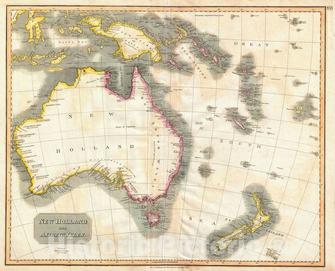 Historic Map : Thomson Map of Australia, New Zealand and New Guinea , 1814, Vintage Wall Art