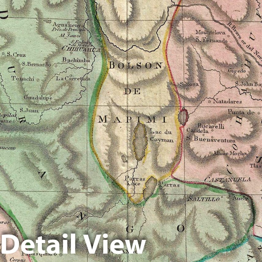 Historic Map : Thomson Map of Mexico and Texas , 1814, Vintage Wall Art