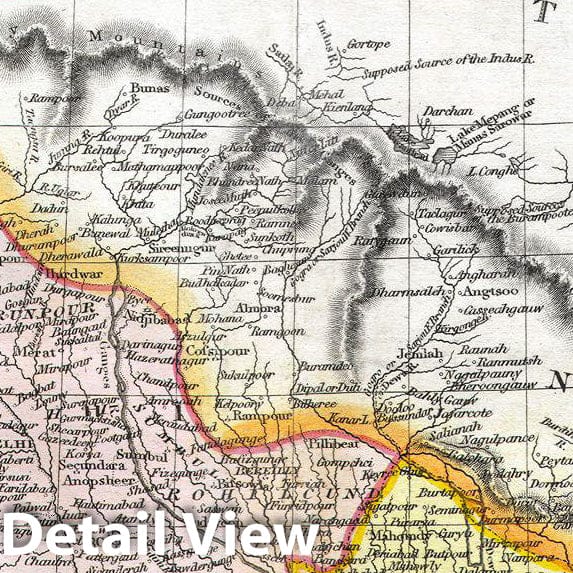 Historic Map : Thomson Map of Northern India and Nepal , 1814, Vintage Wall Art