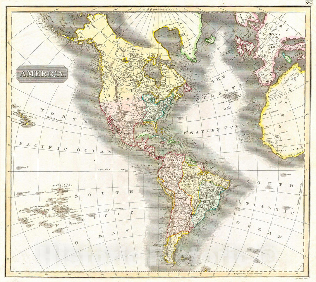 Historic Map : Thomson Map of North and South America , 1814, Vintage Wall Art