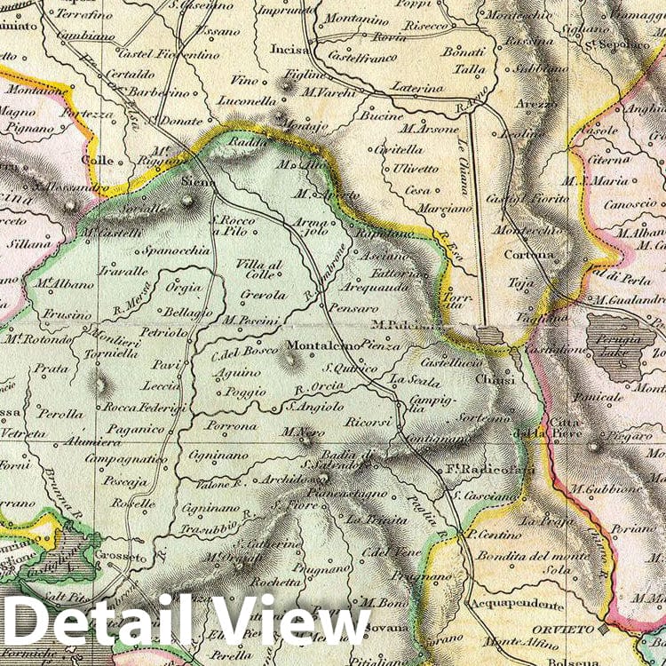 Historic Map : Thomson Map of Tuscany (Florence), Italy , 1814, Vintage Wall Art