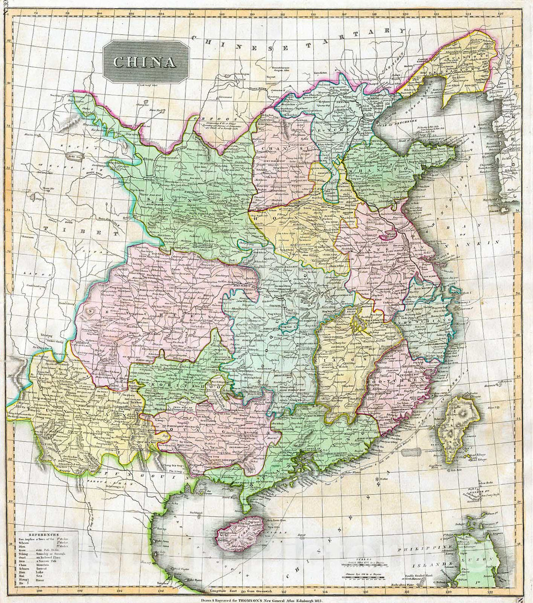 Historic Map : Thomson Map of China and Formosa (Taiwan) , 1815, Vintage Wall Art