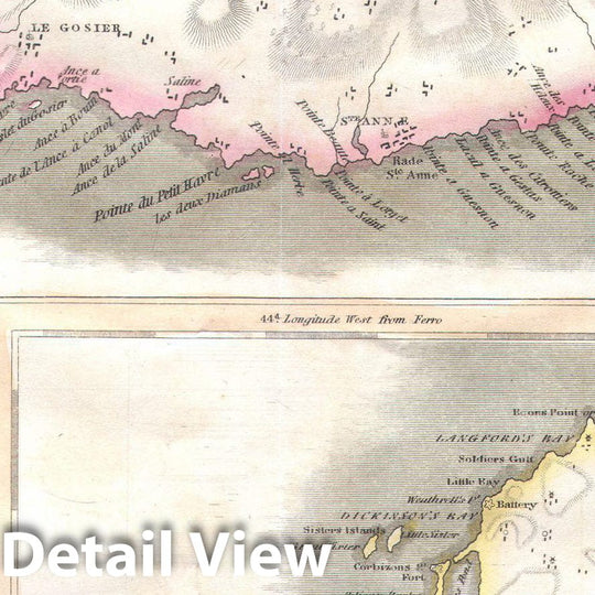 Historic Map : Thomson Map of Guadaloupe, Antigua, Marie Galante (West Indies), 1815, Vintage Wall Art