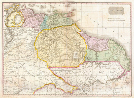 Historic Map : Pinkerton Map of Northeastern South America (Venezuela, Guyana, Surinam), 1818, Vintage Wall Art