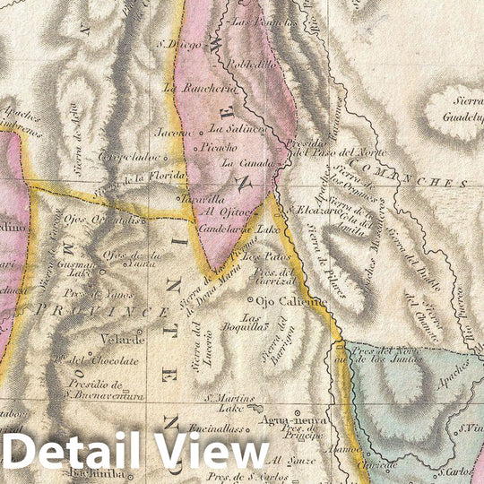 Historic Map : Pinkerton Map of The American Southwest (California, Louisiana, New Mexico, Texas), 1818, Vintage Wall Art