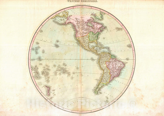 Historic Map : Pinkerton Map of The Western Hemisphere (North America, South America), 1818, Vintage Wall Art