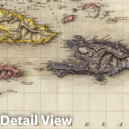 Historic Map : Pinkerton Map of The West Indies, Antilles, and Caribbean Sea, 1818, Vintage Wall Art