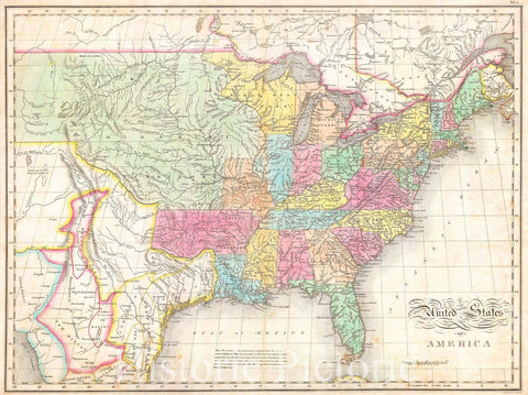Historic Map : Melish Map of The United States of America, 1823, Vintage Wall Art