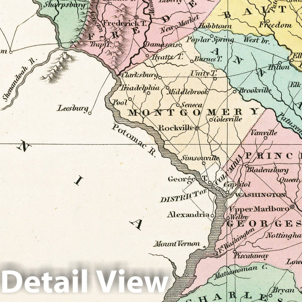 Historic Map : Finley Map of Maryland, 1827, Vintage Wall Art