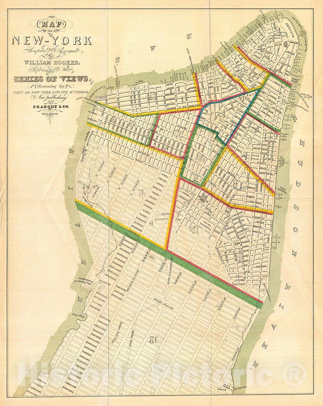 Historic Map : Hooker Map of New York City (1871 Reissue), 1831, Vintage Wall Art