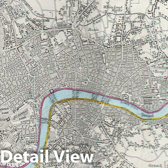 Historic Map : S.D.U.K. Map of London and Environs, England , 1832, Vintage Wall Art