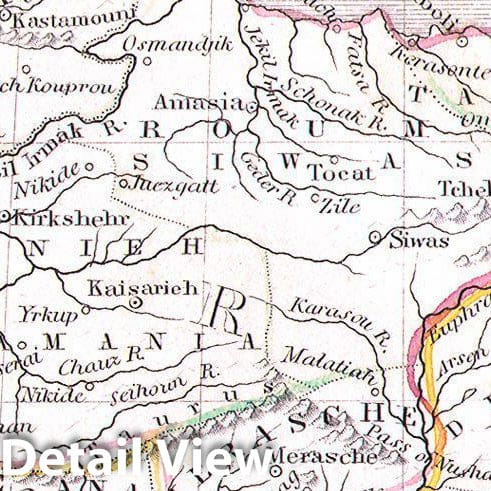 Historic Map : BraArtd Map of Turkey in Asia and The Caucases, 1835, Vintage Wall Art