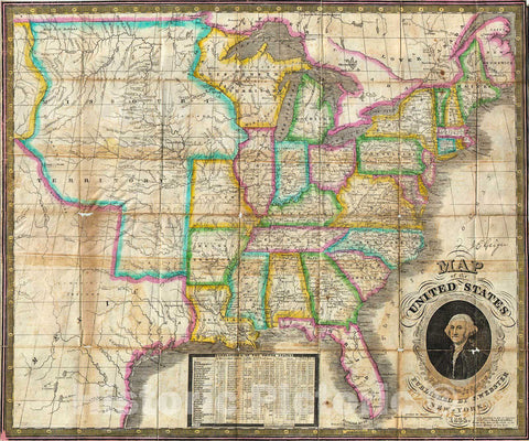 Historic Map : Webster Map of The United States , 1835, Vintage Wall Art