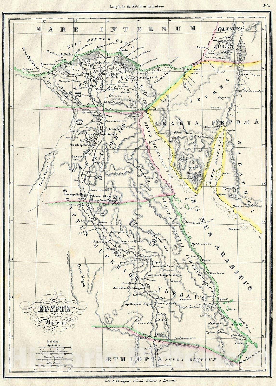 Historic Map : MalteBrun Map of Ancient Egypt, Nubia (Sudan) and Abyssinia (Ethiopia), 1837, Vintage Wall Art