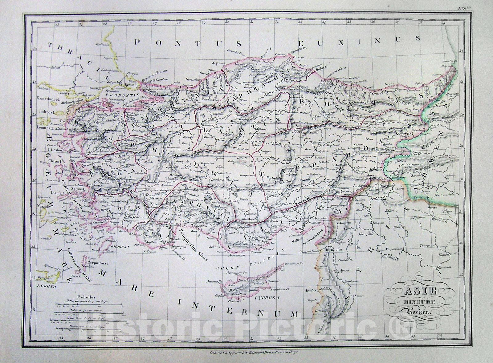 Historic Map : MalteBrun Map of Turkey or Asia Minor in Ancient Times, 1837, Vintage Wall Art