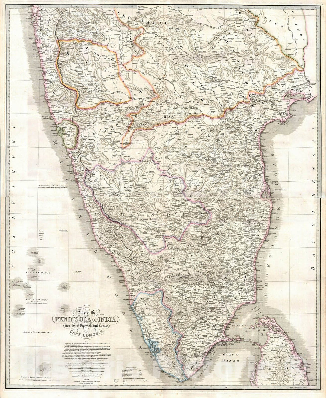 Historic Map : WYLD Wall Map of India (Hindostan or British India), 1838, Vintage Wall Art