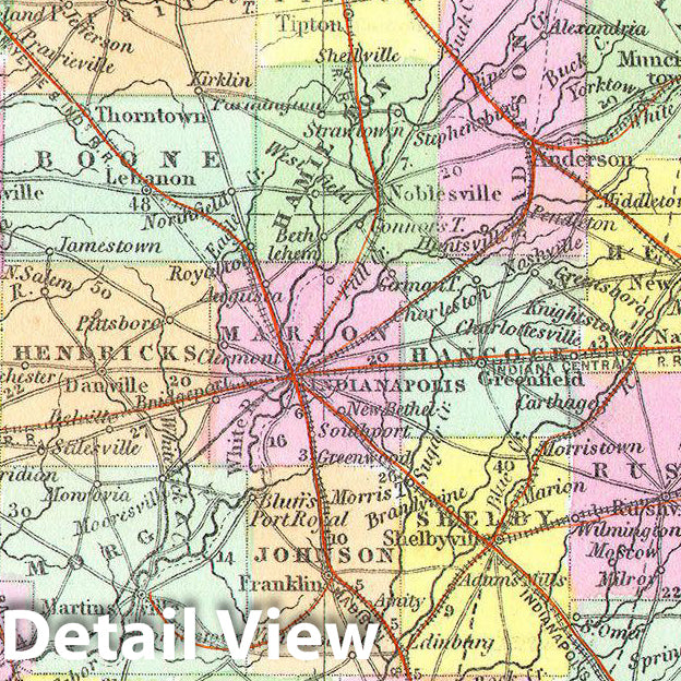 Historic Map : Cowperthwait, Mitchell Map of Indiana , 1850, Vintage Wall Art