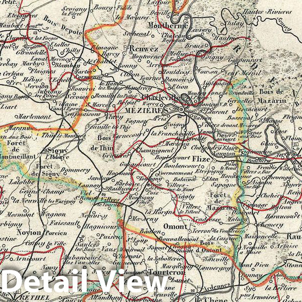 Historic Map : Levasseur Map of The Department Ardennes, France (Champagne Region), 1852, Vintage Wall Art